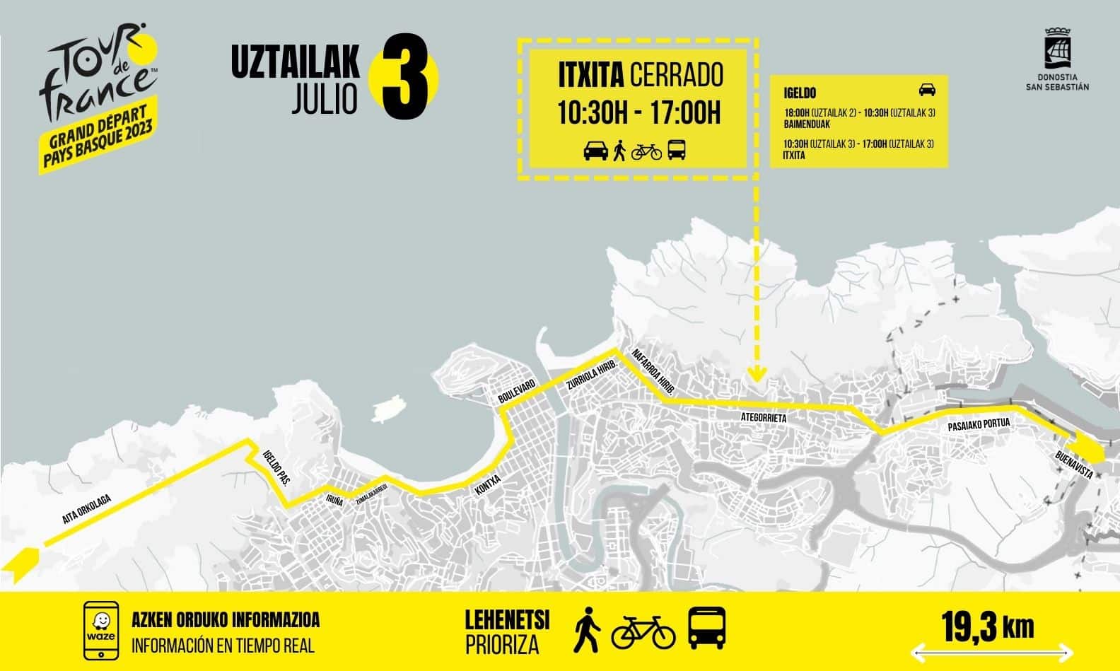 3 - Importantes cambios en el tráfico por la llegada del Tour a Donostia