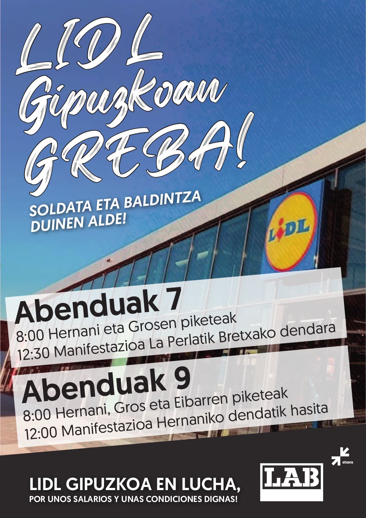 Greba 7 9 - Huelga en los supermercados Lidl de Gipuzkoa el 7 y el 9 de diciembre