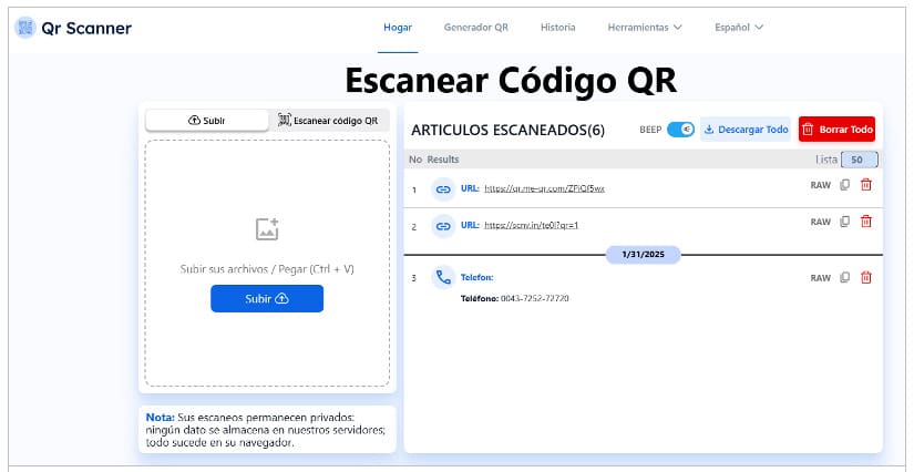 codigos qr 2 Escanee códigos QR rápidamente y fácilmente usando QRScanner.net