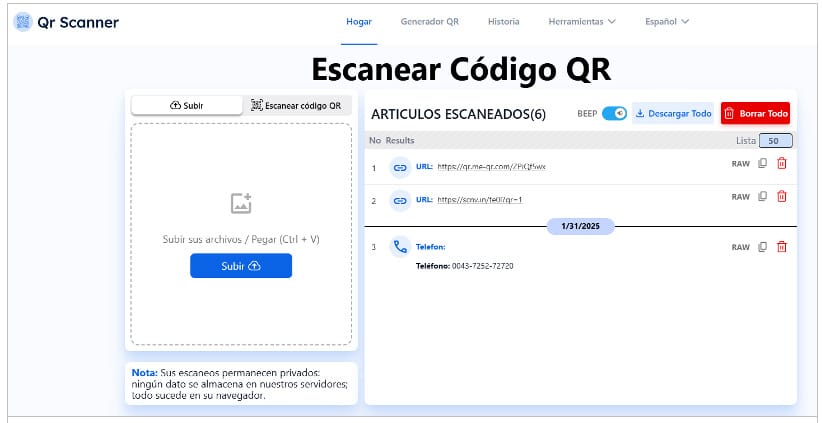 codigos qr 3 Escanee códigos QR rápidamente y fácilmente usando QRScanner.net